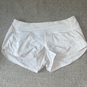 White lululemon speed up shorts